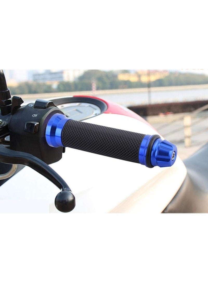 Y&D SYOSI Motorcycle Hand Grips, CNC Aluminum Alloy Handlebar with Rubber Cover 7/8'' 22mm Grips for Bicycle & (Blue)  - Image 5
