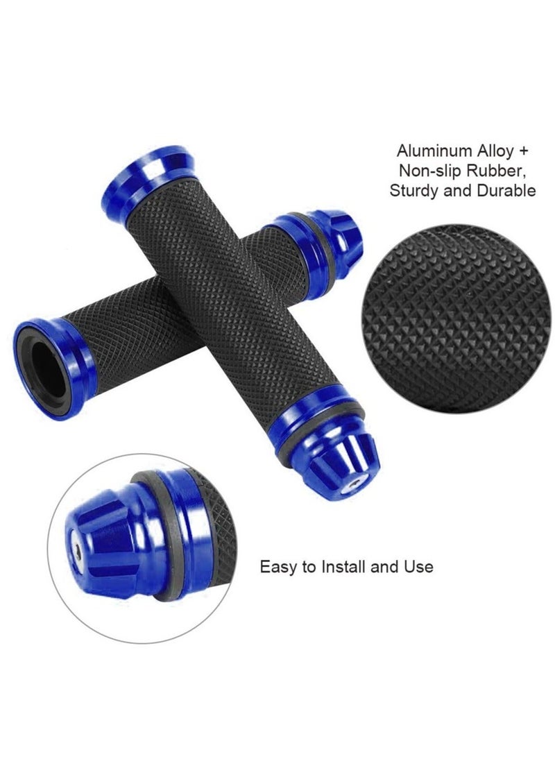 Y&D SYOSI Motorcycle Hand Grips, CNC Aluminum Alloy Handlebar with Rubber Cover 7/8'' 22mm Grips for Bicycle & (Blue)  - Image 3