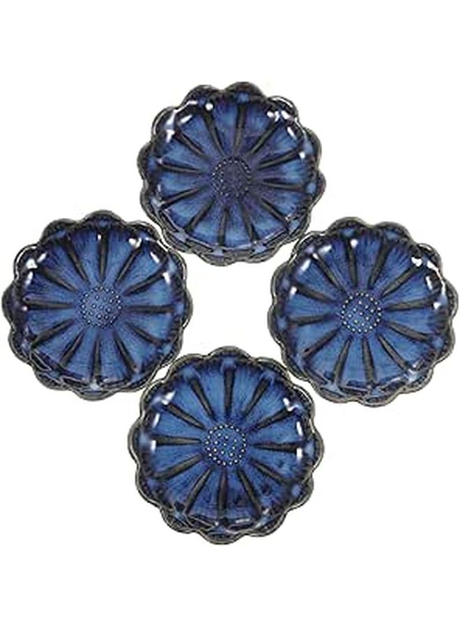 PRETZYOOM 4 Piece Flower Shaped Ceramic Dipping Bowls Set Japanese Sauce Dishes Mini Snack Plates For Condiments Party Entertaining - Image 1