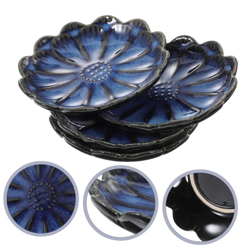 PRETZYOOM 4 Piece Flower Shaped Ceramic Dipping Bowls Set Japanese Sauce Dishes Mini Snack Plates For Condiments Party Entertaining - Image 4