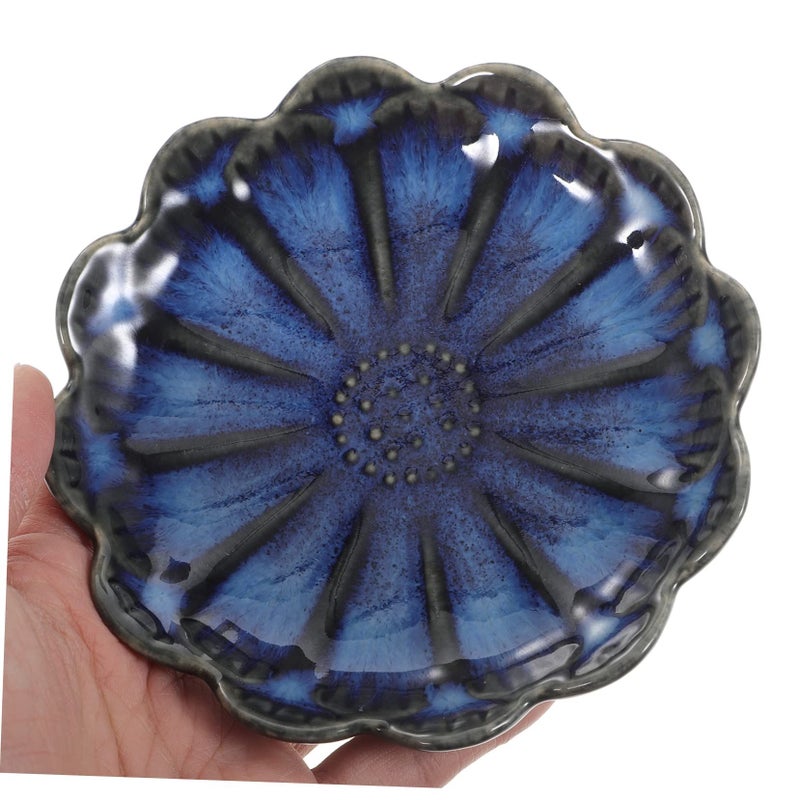 PRETZYOOM 4 Piece Flower Shaped Ceramic Dipping Bowls Set Japanese Sauce Dishes Mini Snack Plates For Condiments Party Entertaining - Image 3