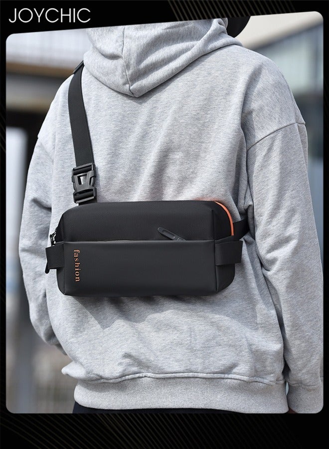 Joychic حقيبة صدر كبيرة السعة للرجال عصرية وكاجوال مقاومة للماء لحقيبة كتف عبر الجسم للسفر التجاري والأنشطة الخارجية وركوب الدراجات باللون الأسود - Image 1