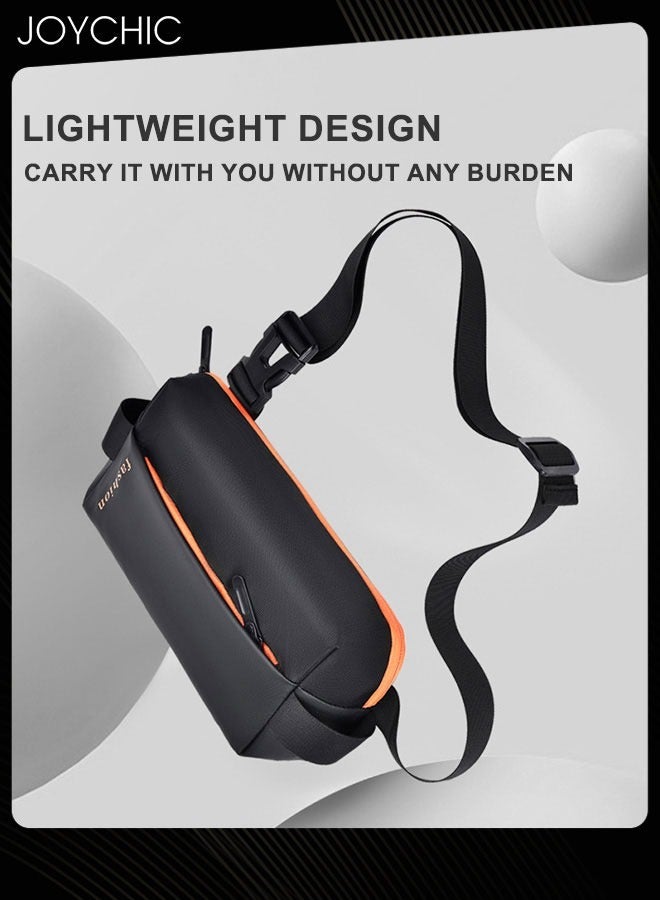 Joychic حقيبة صدر كبيرة السعة للرجال عصرية وكاجوال مقاومة للماء لحقيبة كتف عبر الجسم للسفر التجاري والأنشطة الخارجية وركوب الدراجات باللون الأسود - Image 2