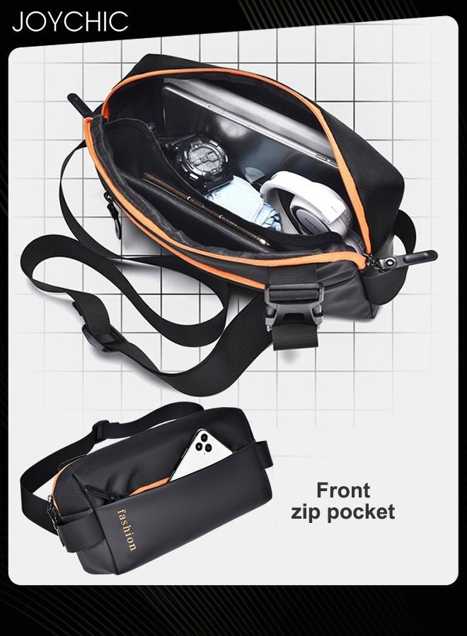 Joychic حقيبة صدر كبيرة السعة للرجال عصرية وكاجوال مقاومة للماء لحقيبة كتف عبر الجسم للسفر التجاري والأنشطة الخارجية وركوب الدراجات باللون الأسود - Image 3