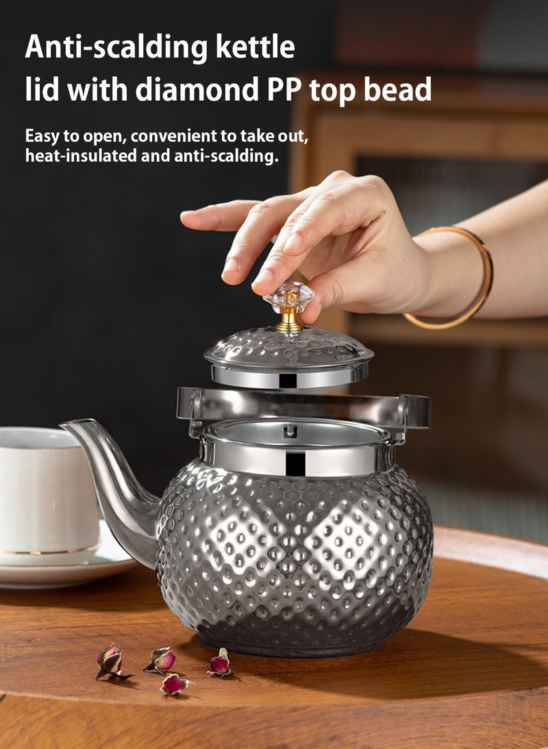 لوبيتيز 1.2L إبريق الشاي ، إبريق الشاي الفولاذ المقاوم للصدأ ، والفضة ، ويأتي أيضا مع تسرب الشاي الفولاذ المقاوم للصدأ ، والغذاء الصف وعرة ودائمة ، ومناسبة للمنزل والأدوات المنزلية ، من السهل التمتع متعة صنع الشاي - Image 5