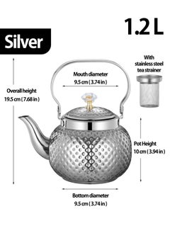 LOOPITYS Tea Pot 1.2Lfood grade stainless steel teapot is sturdy and durable, suitable for household and household items, and easy to enjoy the fun of brewing tea  - Image 2
