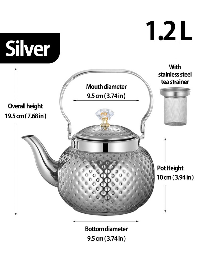 LOOPITYS Tea Pot 1.2Lfood grade stainless steel teapot is sturdy and durable, suitable for household and household items, and easy to enjoy the fun of brewing tea  - Image 2
