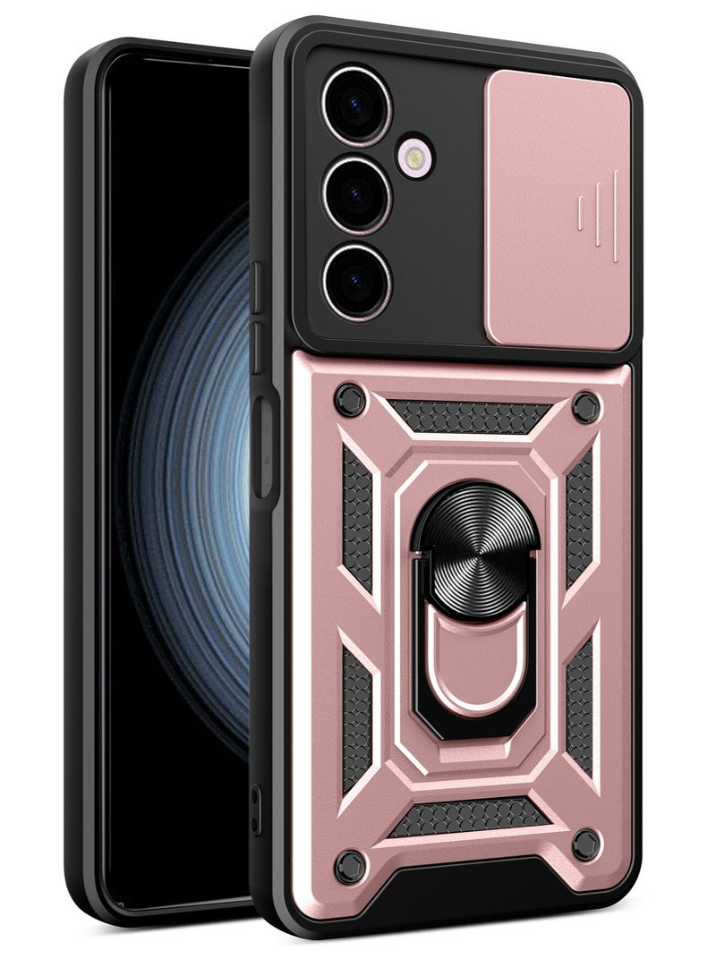 Samsung Galaxy A15 4G / 5G Case, Slide Camera Lens Cover + 360°Rotating Kickstand Ring + Support Magnetic Car Mount Shockproof Mobile Phone Case  - Image 1