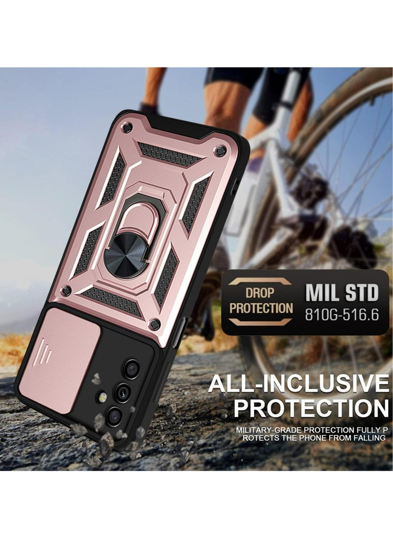 Samsung Galaxy A15 4G / 5G Case, Slide Camera Lens Cover + 360°Rotating Kickstand Ring + Support Magnetic Car Mount Shockproof Mobile Phone Case  - Image 5