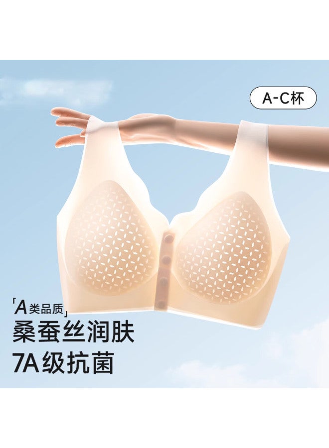 Yuzhaolin Women's Front Buckle Wireless Vest-style Silk Antibacterial Summer Thin Bra For Middle-aged And Elderly Mothers - Image 2