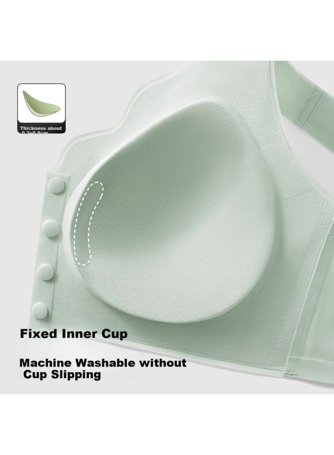 Yuzhaolin Women's Front Buckle Wireless Vest-style Silk Antibacterial Summer Thin Bra For Middle-aged And Elderly Mothers - Image 4