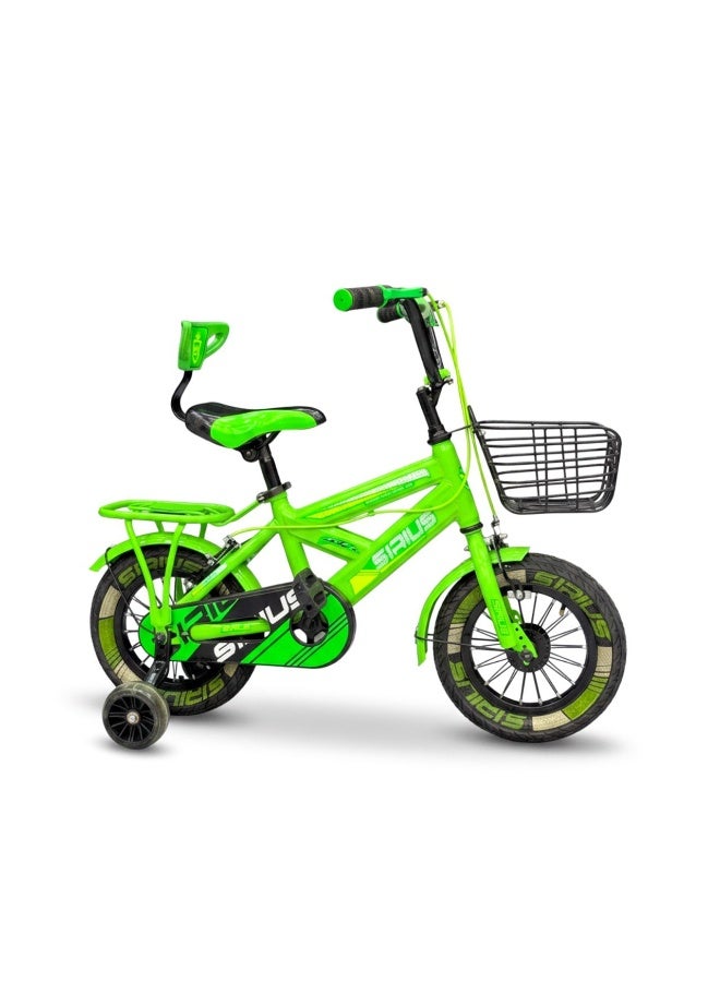 SIRUS Kids Bike 12 Inch, Durable Square Frame with Front Basket and Kickstand Chair, Ages 2-5 Years - Image 1