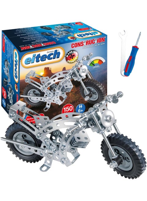 Eitech Motorcycle Educational STEM Toy Intro to Engineering and STEAM Learning Build and Play Steel Construction Set with 150 Pieces
