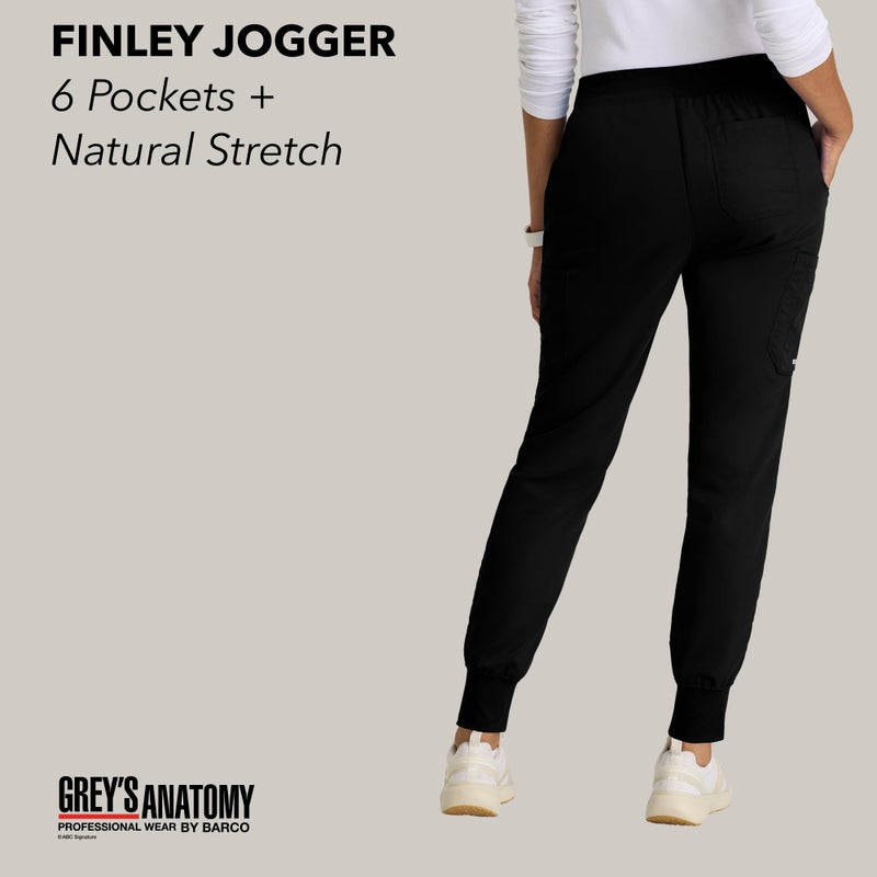 BARCO Greyâ€™s Anatomy Classic Finley Scrub Jogger for Women â€“ Black, 6-Pocket Mid-Rise Pants with Natural Stretch, Super Soft Touch, Soil Release Fabric Finish â€“ Medium, Regular Fit - Image 4