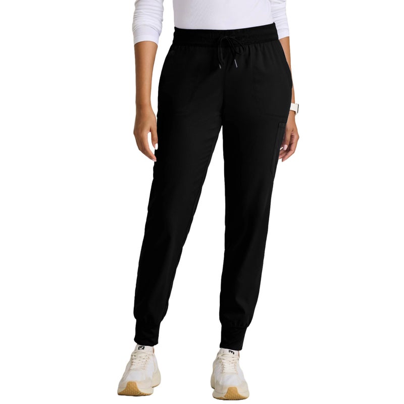 BARCO Greyâ€™s Anatomy Classic Finley Scrub Jogger for Women â€“ Black, 6-Pocket Mid-Rise Pants with Natural Stretch, Super Soft Touch, Soil Release Fabric Finish â€“ Medium, Regular Fit - Image 1