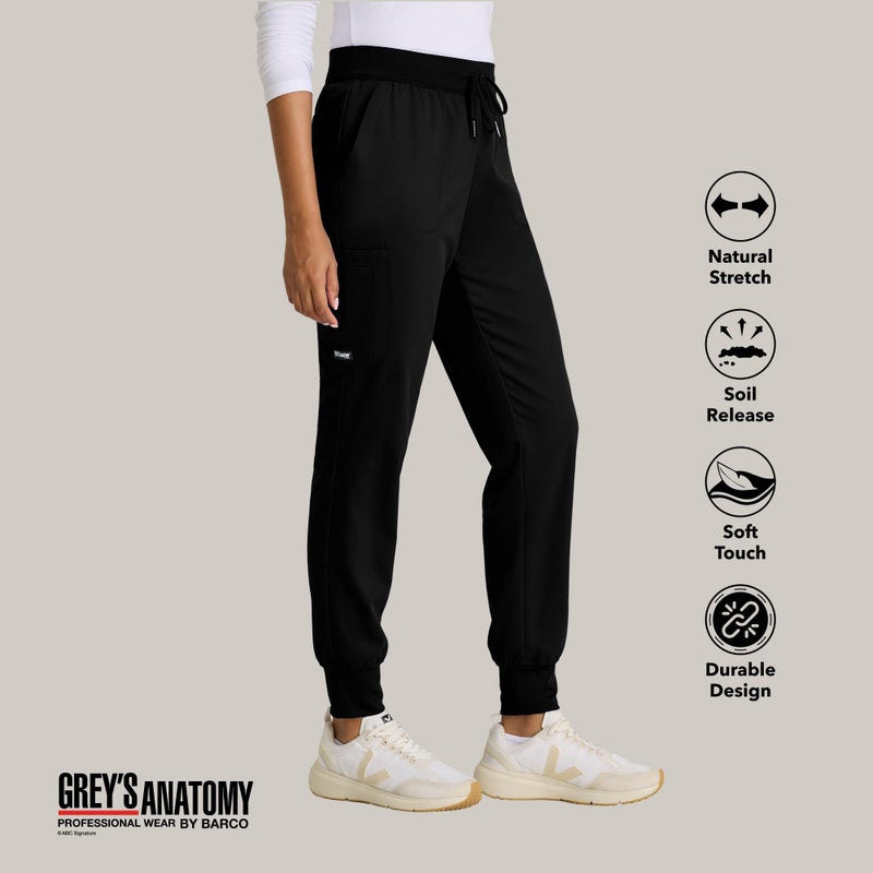 BARCO Greyâ€™s Anatomy Classic Finley Scrub Jogger for Women â€“ Black, 6-Pocket Mid-Rise Pants with Natural Stretch, Super Soft Touch, Soil Release Fabric Finish â€“ Medium, Regular Fit - Image 5