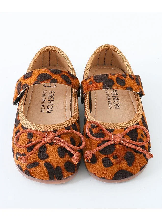 Mark & Mia Mark & Mia Leopard Print Velcro Closure Ballerina Shoes - Brown