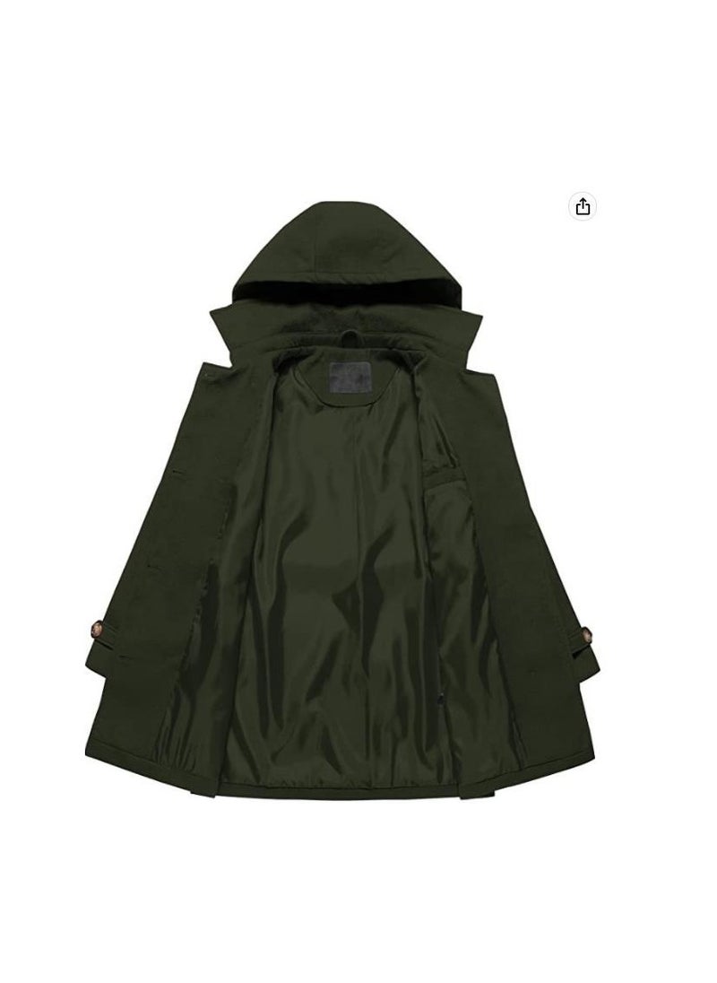 Loquat - Squality Winter Hooded Thick Coat Women Army Green - Image 1