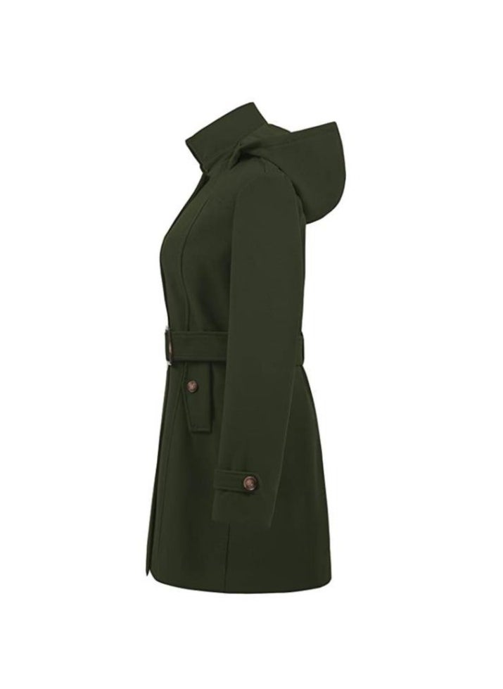Loquat - Squality Winter Hooded Thick Coat Women Army Green - Image 1