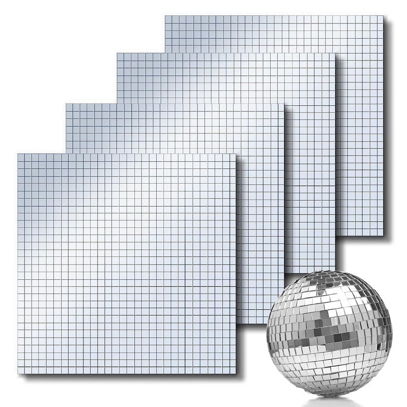 Fing 3600 PCS Self Adhesive Mosaic Tiles 5 x 5 mm Square Mirror Mosaic Tiles for Interior Decoration DIY Disco Ball Card Making and Art Collage 3D Mosaic Mirror Art Kit 1 Silver Tiles  - Image 3