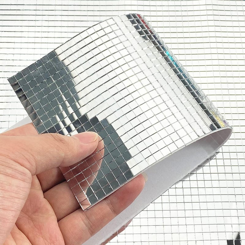 Fing 3600 PCS Self Adhesive Mosaic Tiles 5 x 5 mm Square Mirror Mosaic Tiles for Interior Decoration DIY Disco Ball Card Making and Art Collage 3D Mosaic Mirror Art Kit 1 Silver Tiles  - Image 1