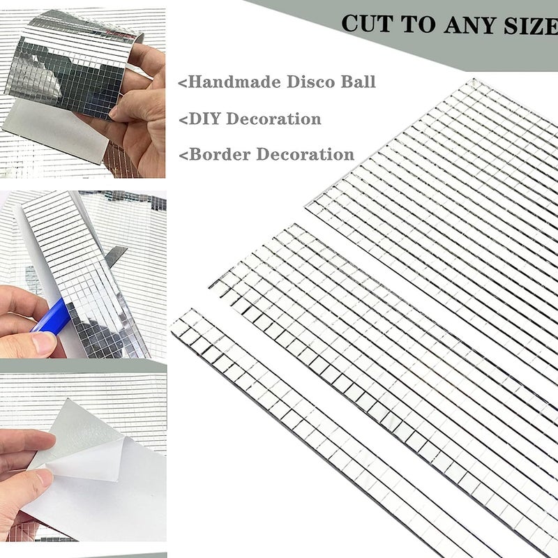 Fing 3600 PCS Self Adhesive Mosaic Tiles 5 x 5 mm Square Mirror Mosaic Tiles for Interior Decoration DIY Disco Ball Card Making and Art Collage 3D Mosaic Mirror Art Kit 1 Silver Tiles  - Image 4