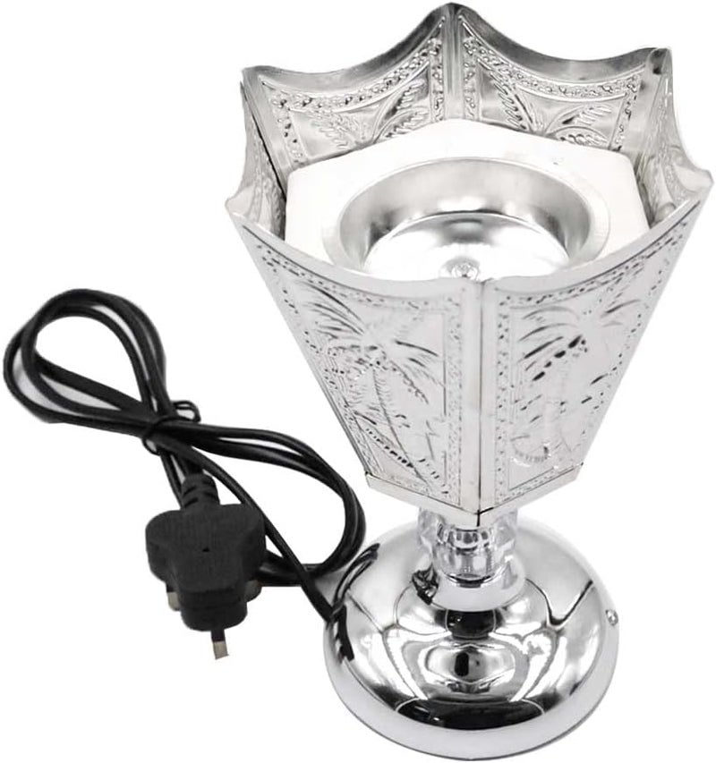 بخور بوسيدين باخور بوسيدين – موقد عطور العود الكهربائي موديل مابخارا، 3 ألوان – DE1002 (فضي) - Image 1