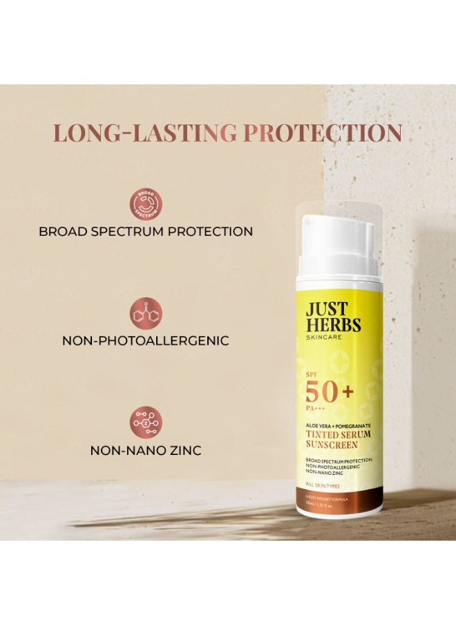 Just Herbs Tinted Sunscreen SPF 50+ PA++++ UVA/UVB Protection for Oily, Dry Skin, No White Cast for Men and Women - 30 ml  - Image 5