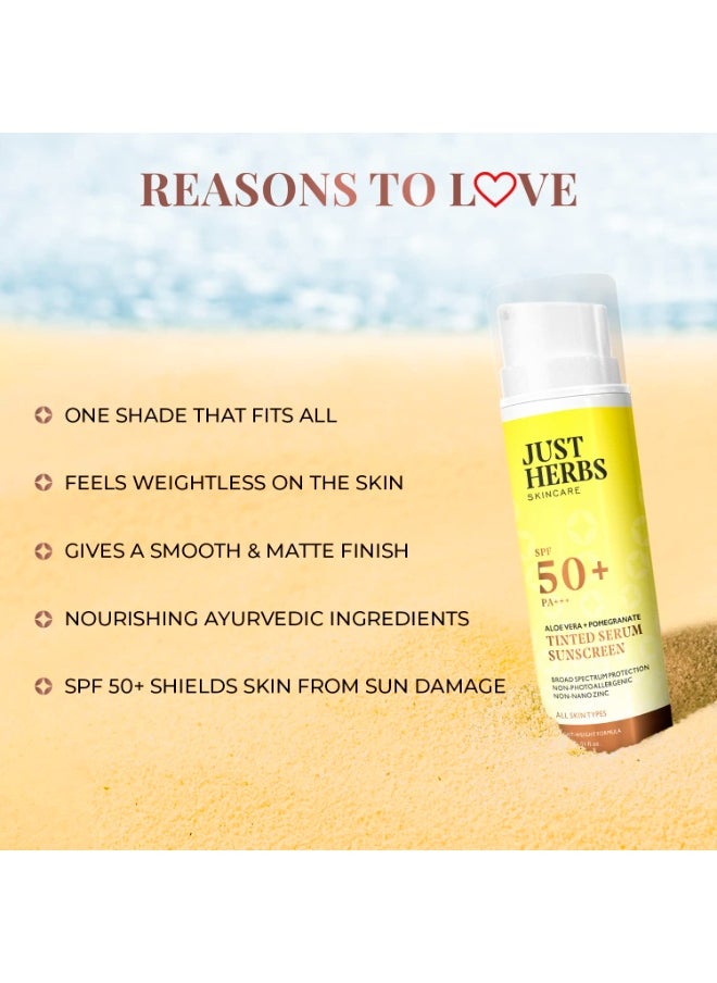 Just Herbs Tinted Sunscreen SPF 50+ PA++++ UVA/UVB Protection for Oily, Dry Skin, No White Cast for Men and Women - 30 ml  - Image 4