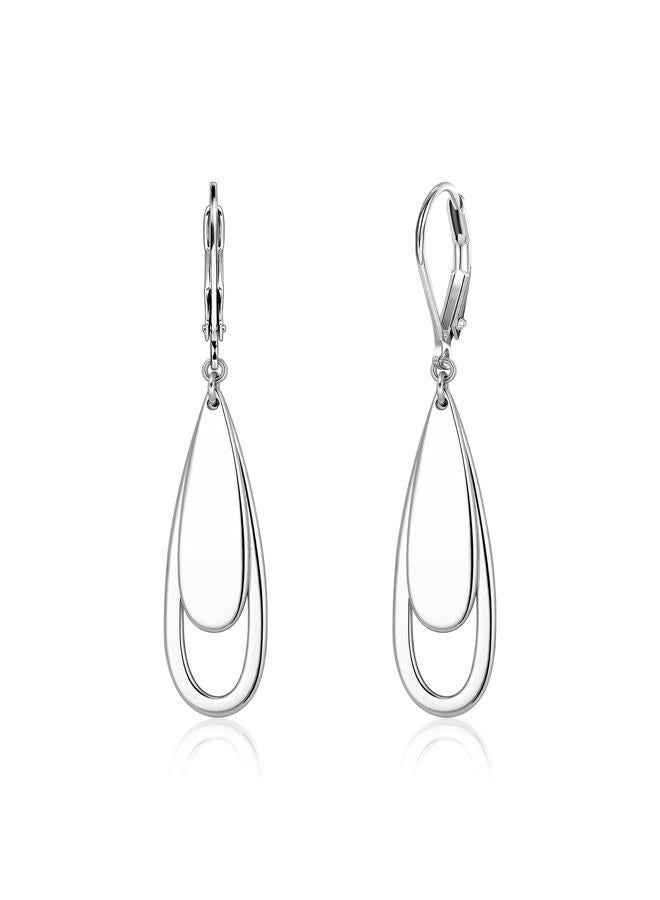 ALEXCRAFT 925 Sterling Silver Dangle Earrings for Women, Trendy 14K Gold Plated Drop Dangle Earrings Jewelry Hypoallergenic Teardrop Leverback Dangling Earring, 1.34 x 0.75 inches (34 x 19 mm), 3.2g - Image 1