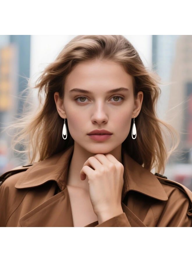 ALEXCRAFT 925 Sterling Silver Dangle Earrings for Women, Trendy 14K Gold Plated Drop Dangle Earrings Jewelry Hypoallergenic Teardrop Leverback Dangling Earring, 1.34 x 0.75 inches (34 x 19 mm), 3.2g - Image 2