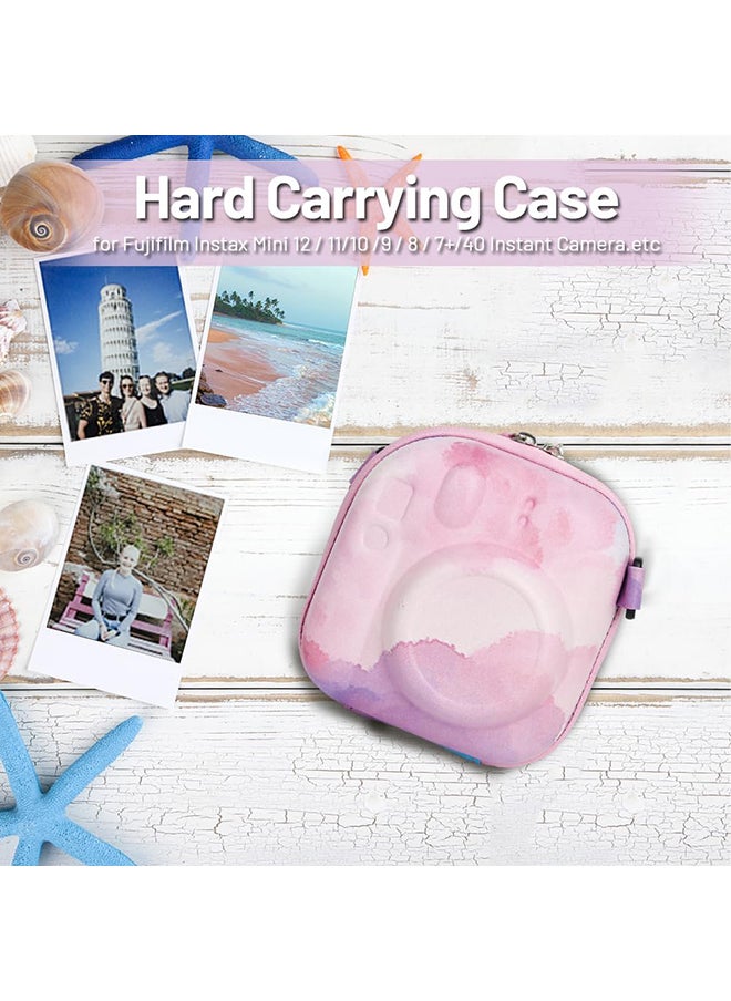 O Ozone Universal Protective Camera Case for Fujifilm Instax Mini 12 11 9 8 SE 7+ 40, Instant Camera Bag Hard EVA Case with Shoulder Strap- Pink Cloud  - Image 4