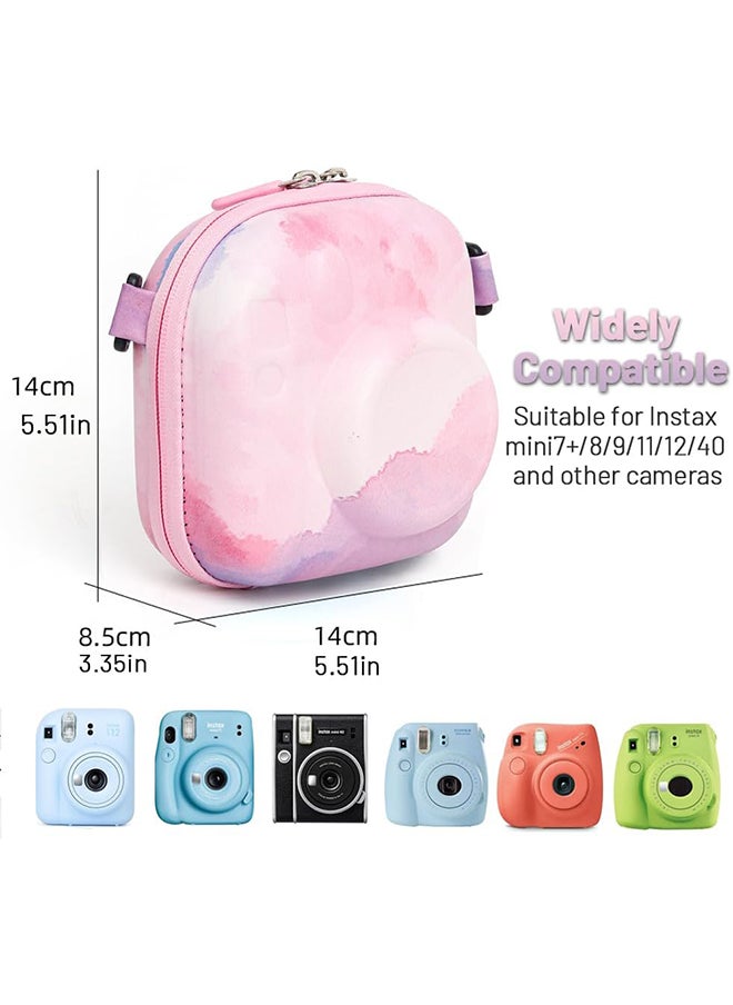 O Ozone Universal Protective Camera Case for Fujifilm Instax Mini 12 11 9 8 SE 7+ 40, Instant Camera Bag Hard EVA Case with Shoulder Strap- Pink Cloud  - Image 2