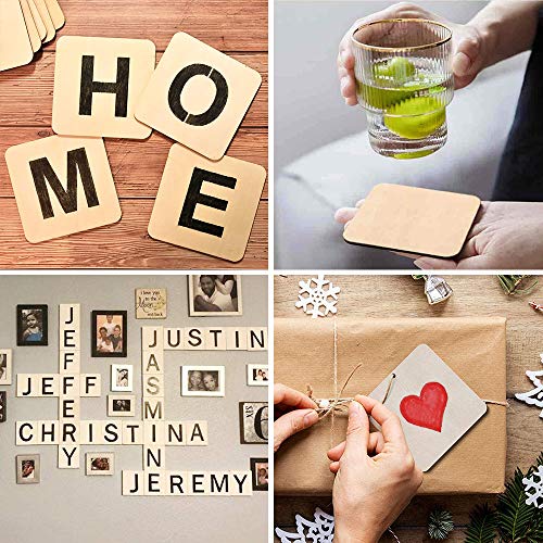WLIANG 50 Pcs Unfinished Wood Pieces, Natural Blank 4 X 4 Inch Wood Squares, Wooden Square Cutouts Tiles for DIY Crafts Painting, Coasters Engraving, Home Decorations - Image 4