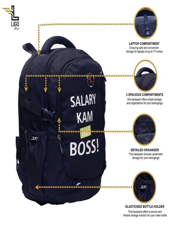 Ligo Hope 19 Inch Laptop Bag school bags for boys with Bottle Pocket and Front Organizer laptop bag for men combo bag | Pack of 2 (Combo) (Navy lue) - Image 4