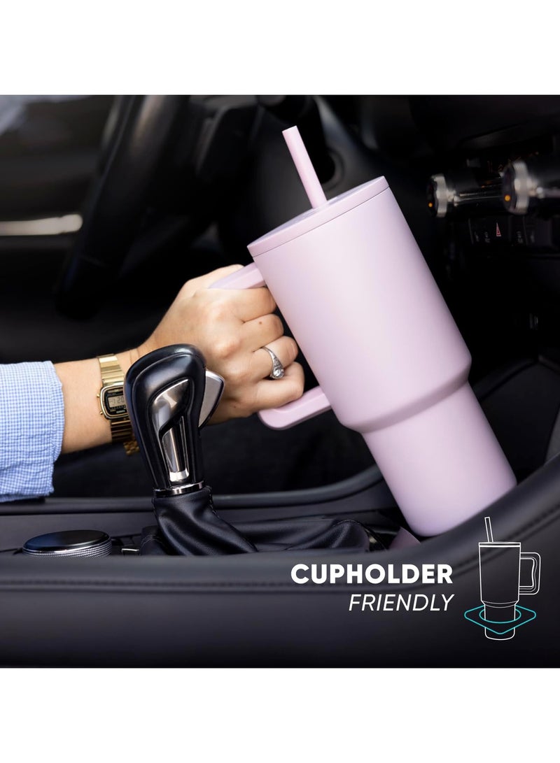 TDAO Simple Modern Stainless Steel Tumbler/Cup/Water Bottle with Handle and Straw Lid for Tea, Coffee, Milk and Water 1200 ML Pink - Image 4