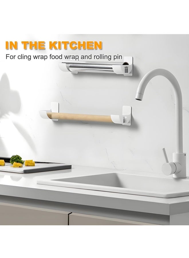 هومستر 2 أزواج لا ثقب حقيبة القمامة موزع حقيبة بلاستيكية حامل، حامل حقيبة بلاستيكية مثبتة على الجدار منظم حقيبة البقالة حامل حقيبة القمامة ملف بلاستيكي حامل للمطبخ المنزلي المنظمين والتخزين - Image 3