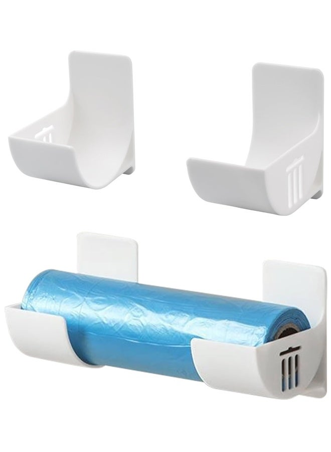 هومستر 2 أزواج لا ثقب حقيبة القمامة موزع حقيبة بلاستيكية حامل، حامل حقيبة بلاستيكية مثبتة على الجدار منظم حقيبة البقالة حامل حقيبة القمامة ملف بلاستيكي حامل للمطبخ المنزلي المنظمين والتخزين - Image 5