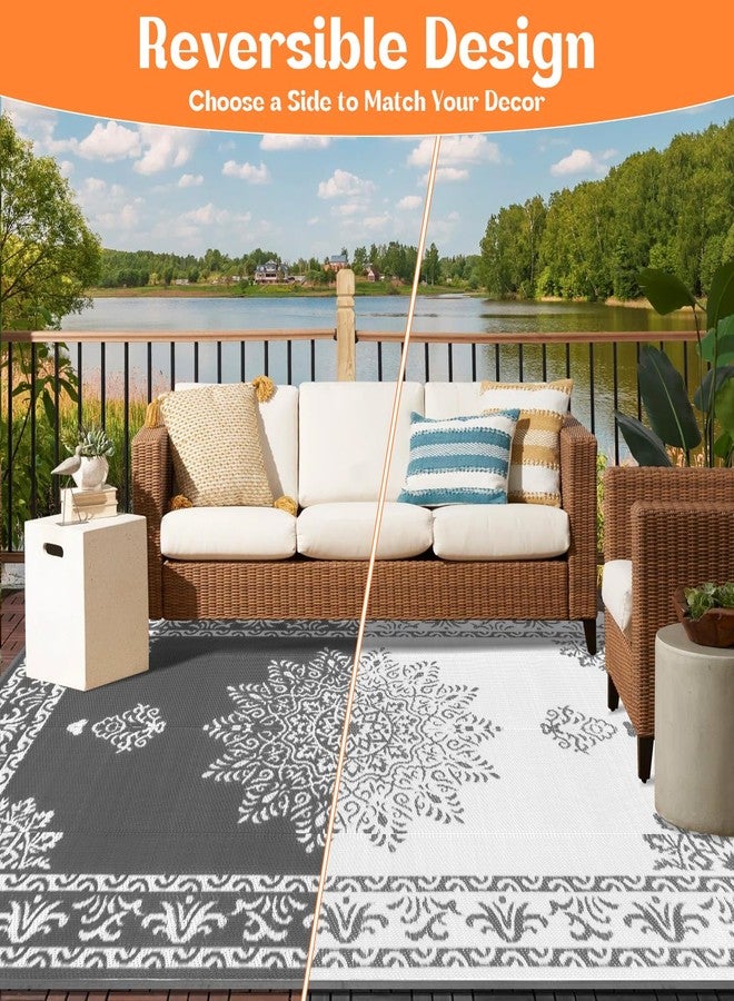Yamaziot Outdoor Rug 8x10 Ft, Waterproof Reversible Plastic Straw Patio Rug, UV Resistant Portable RV Mat Clearance, Large Indoor Outdoor Rug for Patio, Porch, Deck, Balcony, Dark Gray - Image 2