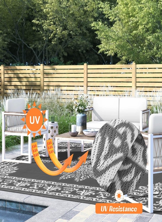 Yamaziot Outdoor Rug 8x10 Ft, Waterproof Reversible Plastic Straw Patio Rug, UV Resistant Portable RV Mat Clearance, Large Indoor Outdoor Rug for Patio, Porch, Deck, Balcony, Dark Gray - Image 3