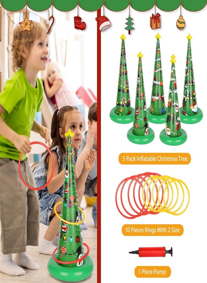 quescu 5 Pack Inflatable Christmas Tree Ring Toss Game,Christmas Party Games for Kids,Adults,Family,Christmas Indoor Outdoor Game Garden Toys - Image 3
