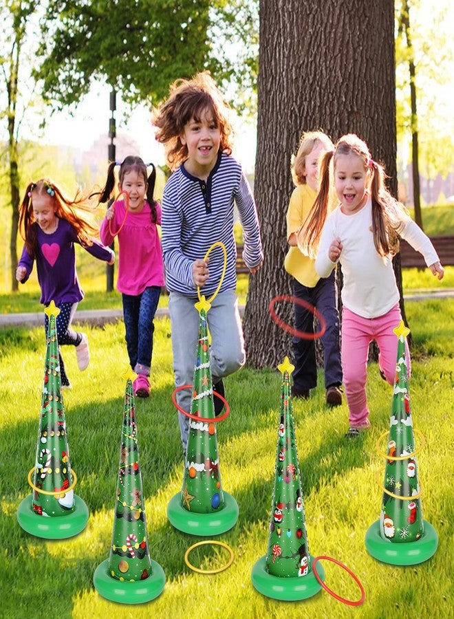 quescu 5 Pack Inflatable Christmas Tree Ring Toss Game,Christmas Party Games for Kids,Adults,Family,Christmas Indoor Outdoor Game Garden Toys - Image 2