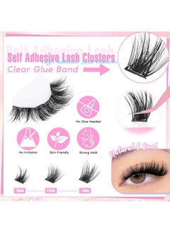 Zegaine Zegaine Self Adhesive Eyelashes Natural Look Self Adhesive Lash Clusters Reusable Natural Cluster Lashes Clear Band Individual Short Eyelashes Wispy C Curl Self Adhesive Lashes No Glue Needed 10-14MM  - Image 5