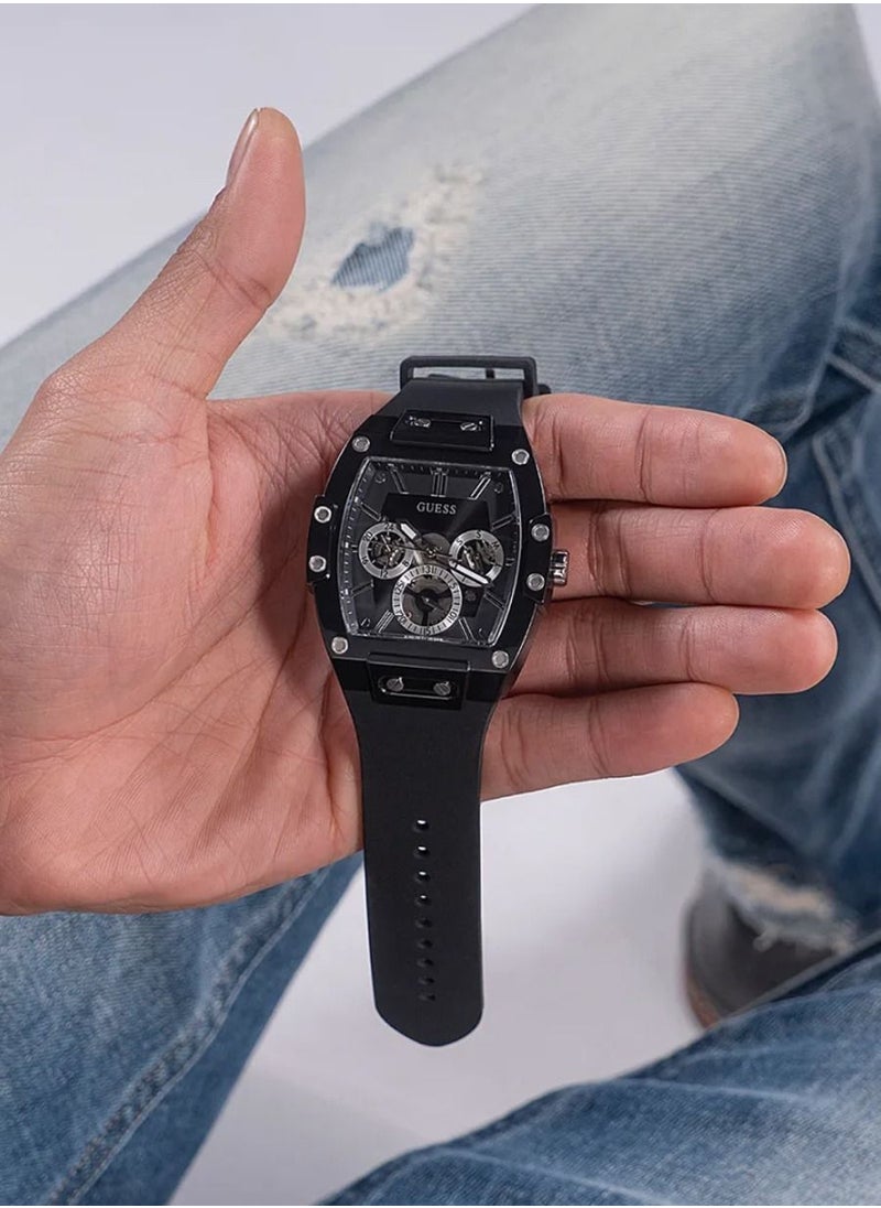 GUESS - ساعة جيس للرجال بهيكل أسود من السيليكون - Image 1