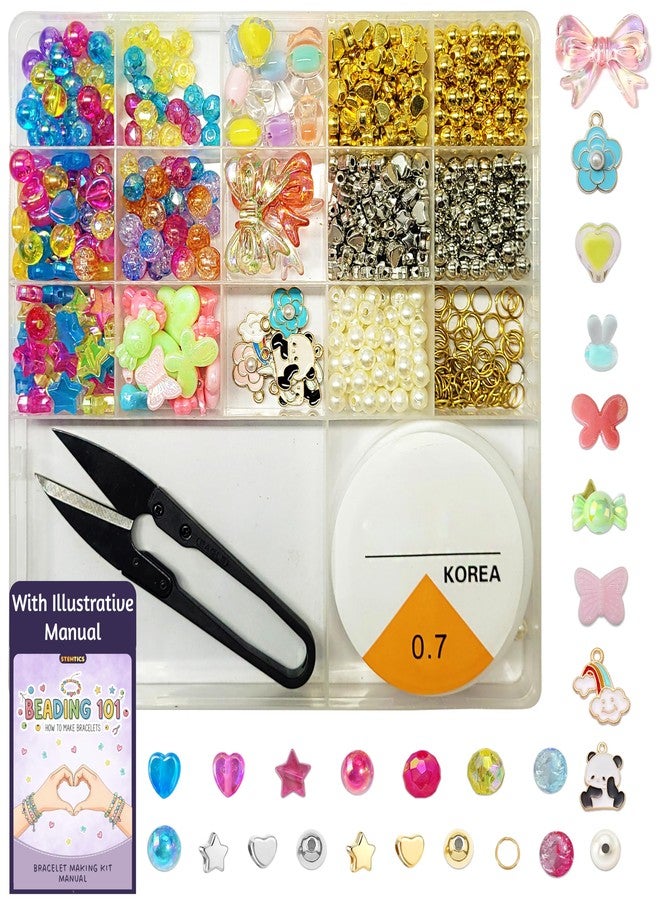 STEMTICS Bracelet Making Kit for Girls Age 8-12 Years Old with Beads and Charms | Stylish Jewellery Birthday Gift Set for Girl Kids 8, 9, 10, 11, 12 Year Old (Sparkle Strings) - Image 1