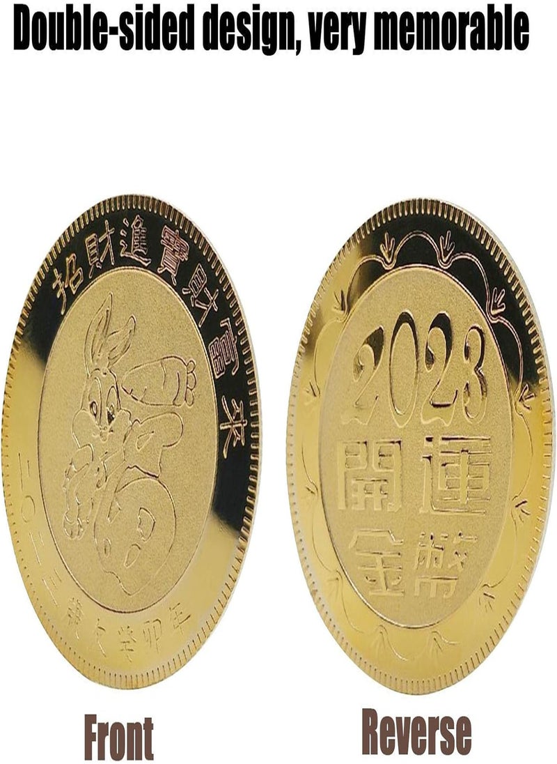 GGOOT - Chinese Zodiac Rabbit Gold Coin - Gold Metal Rabbit Collectible Coins Engraved with Fu - Durable Chinese New Year Decorations for Home, Bedroom, Office, Shop, Market - Image 1