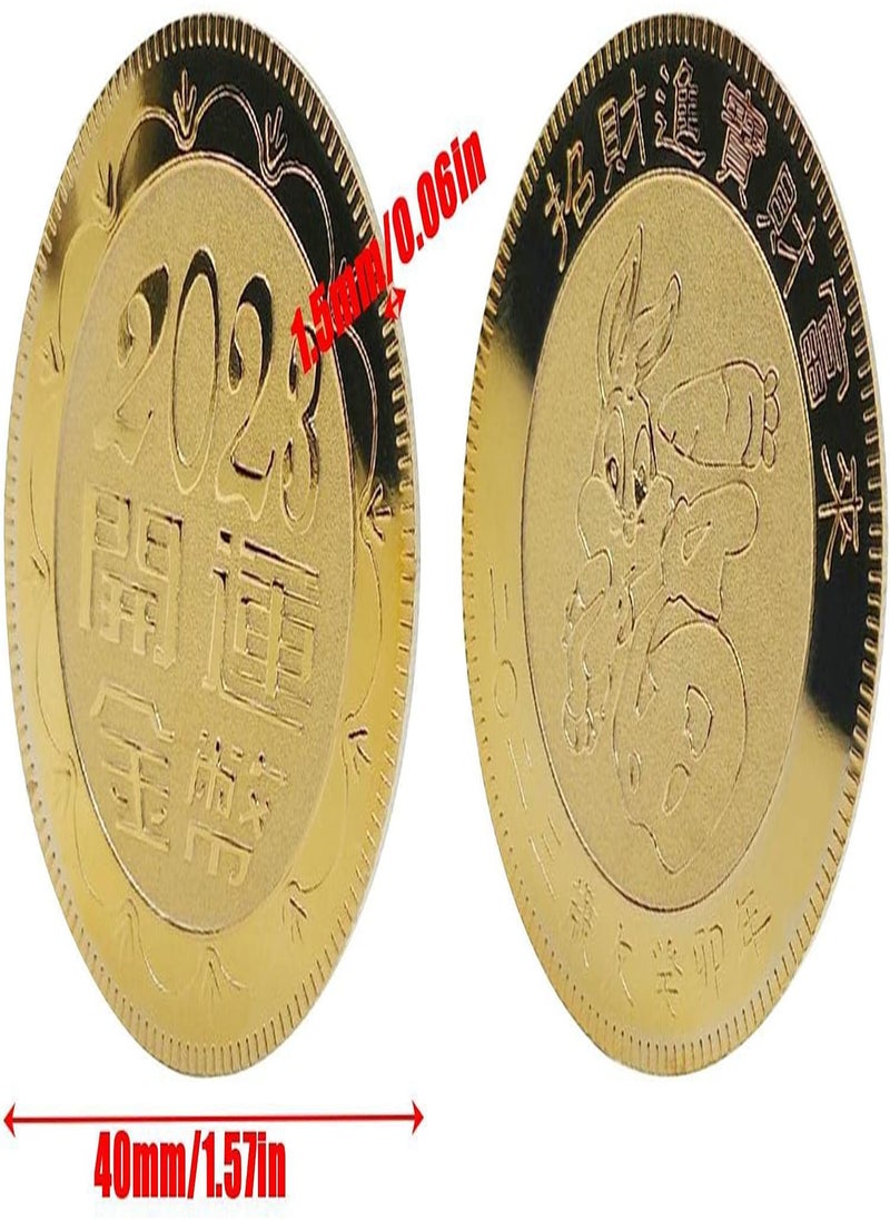 GGOOT - Chinese Zodiac Rabbit Gold Coin - Gold Metal Rabbit Collectible Coins Engraved with Fu - Durable Chinese New Year Decorations for Home, Bedroom, Office, Shop, Market - Image 1