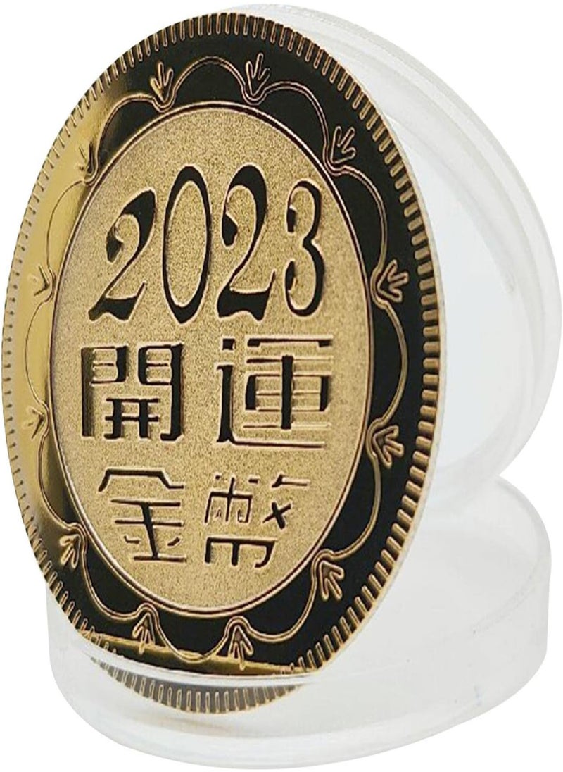 GGOOT - Chinese Zodiac Rabbit Gold Coin - Gold Metal Rabbit Collectible Coins Engraved with Fu - Durable Chinese New Year Decorations for Home, Bedroom, Office, Shop, Market - Image 1