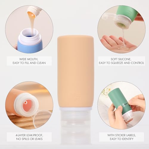 Muslish 21 Pack Travel Bottles for Toiletries, Leak-Proof TSA Compliant Silicone Travel Size Containers for Shampoo and Conditioner, BPA Free with Toiletry Bag (Green) - Image 3