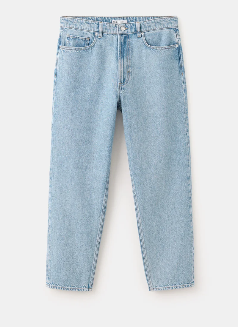 Mango Man TC-TEJANO CLARO Sammy Cropped Carrot Fit Jeans for Men | Best Price UAE